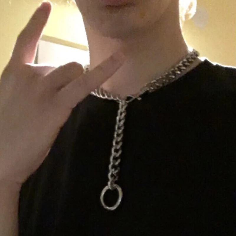

Gothic Chain Necklace Punk Choker Collar Goth With Round Pendant Necklace Women Rave Jewelry