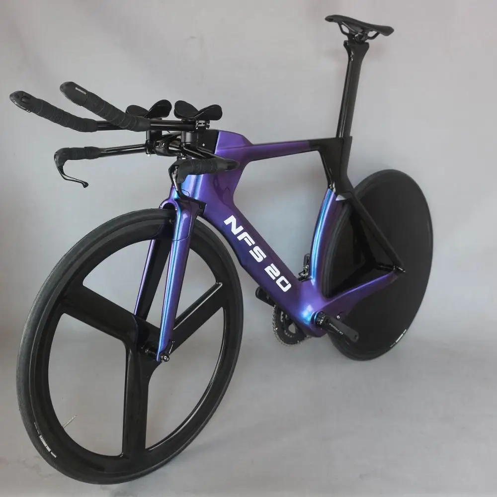 TT bike time trial bicycle complete bike Triathlon Carbon Fiber Carbon chameleon Painting Frame with DI2 R8060 groupset