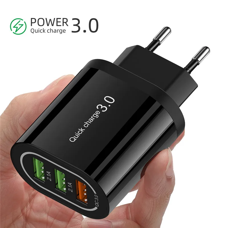 

18W Quick Charge 3.0 USB Charger 3 Ports QC3.0 Fast Charging Wall Charger Adapter for iPhone 11 11Pro Max Samsung S10 Huawei P30