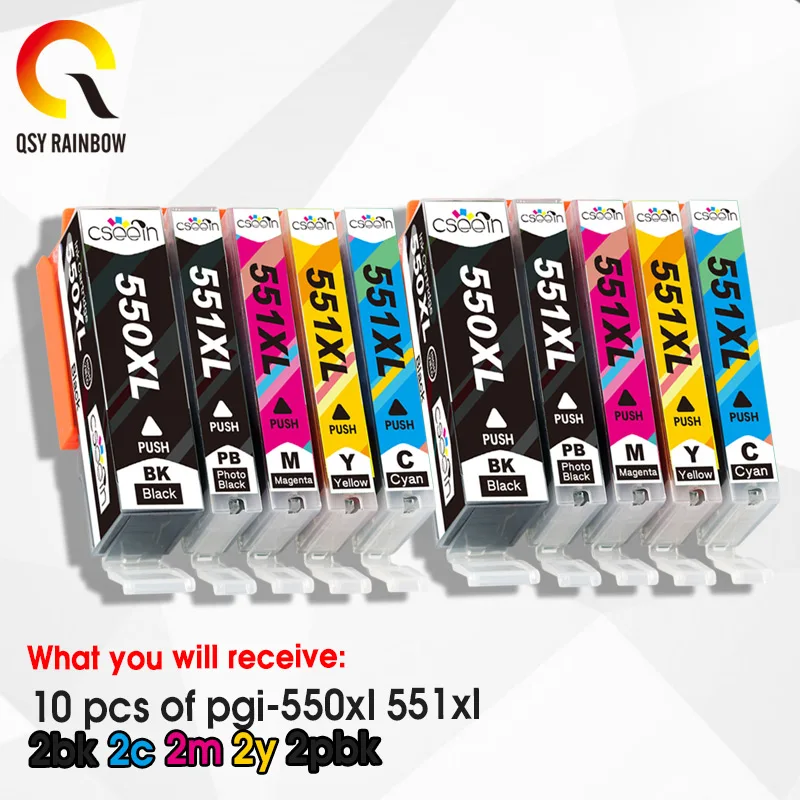 Ink Cartridge PGI550 CLI551 for Canon 10 XL Pixma iP7250 MG5450 MG5550 MG5650 MG5655 MG6350 MG6450 MX925 Printer Supplies