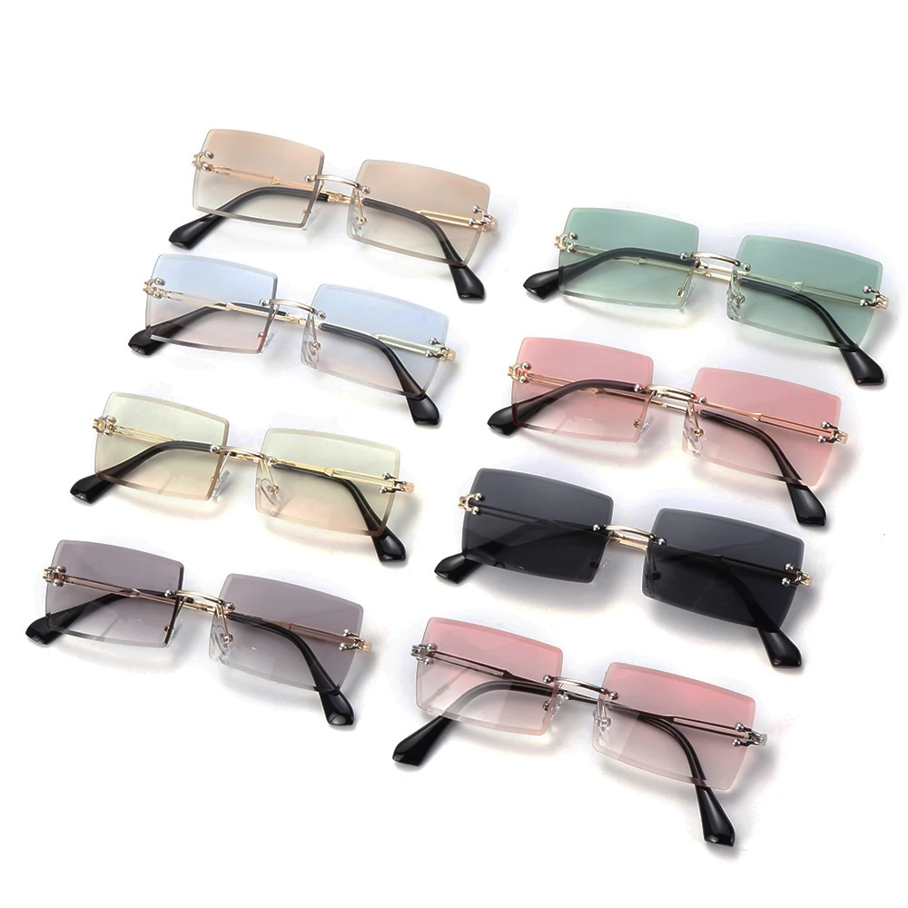 Traveling Style Fashion Rimless Mountaineering Sunglasses Trendy Small Rectangle Sun Glasses UV400 Shades for Men Women Eyewear,women sunglasses,uv protection glasses,pixel sunglasses