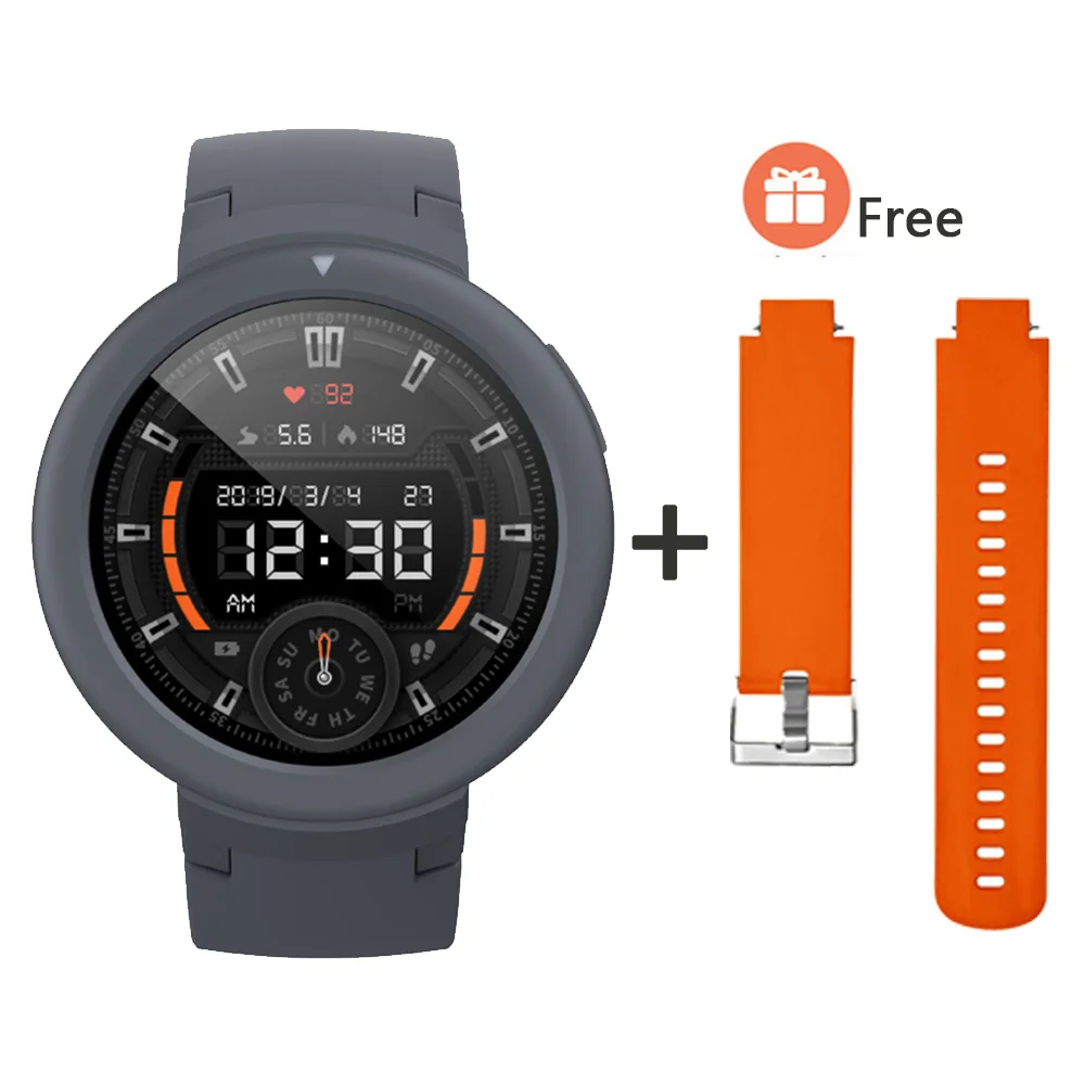 Английская версия AMAZFIT Verge Lite умные часы мужские 20 дней работы от батареи 1,3 дюймов AMOLED экран Встроенный gps монитор сердечного ритма - Цвет: Black add Orange