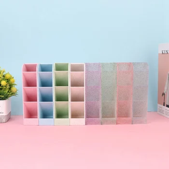 

Inclined Penholder Stationery Receptacle Box Creative Fashion Transparent Powder Multi-function Desktop Receptacle Box