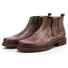 Men Chelsea Boots high quality Ankle Boots Fashion Brand Genuine Leather Quality Slip Ons Martins boots Free Shipping