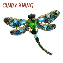 CINDY XIANG-Broches de libélula de cristal vintage para mujer, insignia de insecto grande, broches, accesorios de abrigo, joyería