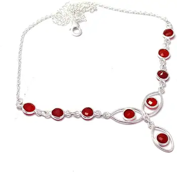 

Genuine Carnelian Necklace 925 Sterling Silver, 46 cm, 2SN0107