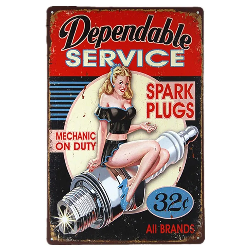 Зеленый Pin up Sexy Lady оловянные вывески художественный настенный плакат для декора паб кафе бар вечерние гаражные автомастерские металлические настенные плакаты винтажный домашний декор - Цвет: Зеленый