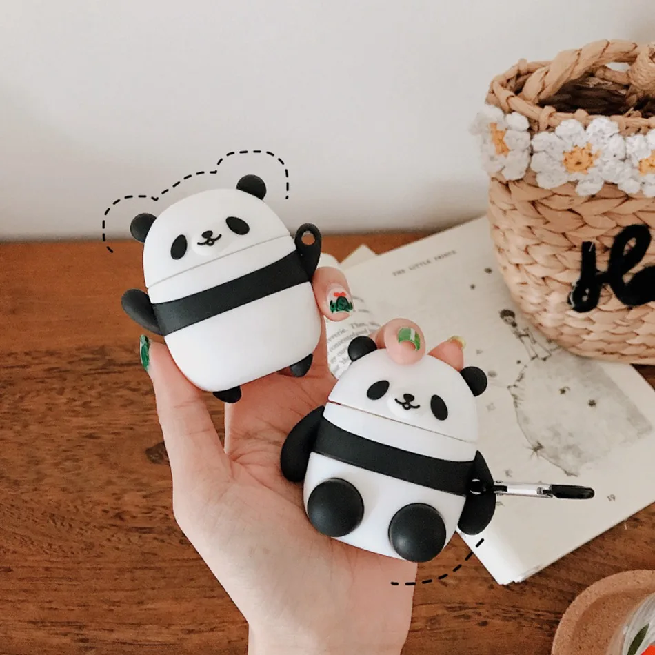 3D чехол для наушников с дельфином Airpods 2 силиконовый пандой мыши ремешок