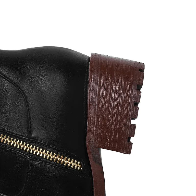 ASUMER Newest plus size 48 knee high boots women round toe zipper simple autumn winter low heels shoes woman riding boots