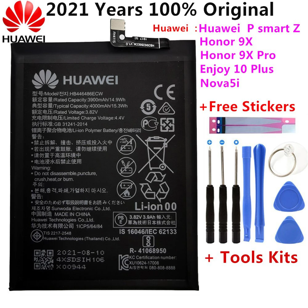 Hua Wei 100 Orginal Phone Hb446486ecw 4000mah Battery For Huawei P Smart Z Honor 9x Honor 9x Pro Nova5i Enjoy 10 Plus Battery Mobile Phone Batteries Aliexpress
