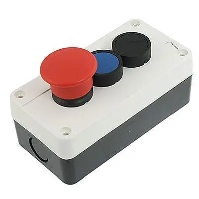

NO NC Momentary Mushroom Blue Black Flat Round Head Push Button Station