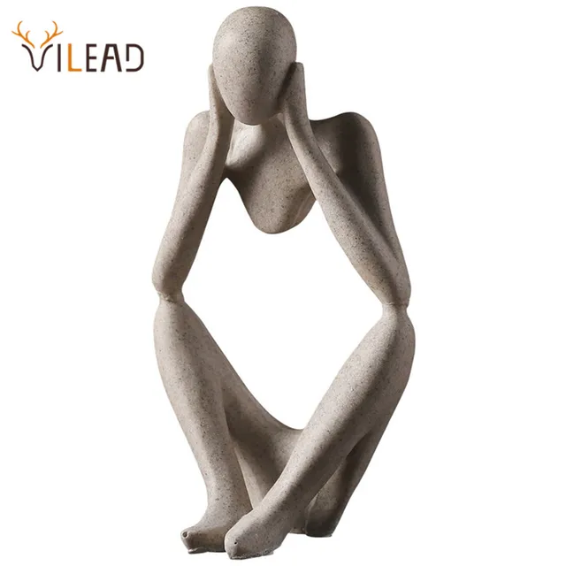 VILEAD Nordic Abstract Thinker Statue Resin Figurine Office Home  Decoration Desktop Decor Handmade Crafts Sculpture Modern Art 1