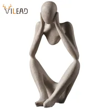 Vilead nórdico abstrato pensador estátua de resina estatueta escritório decoração para casa artesanato artesanal escultura arte moderna