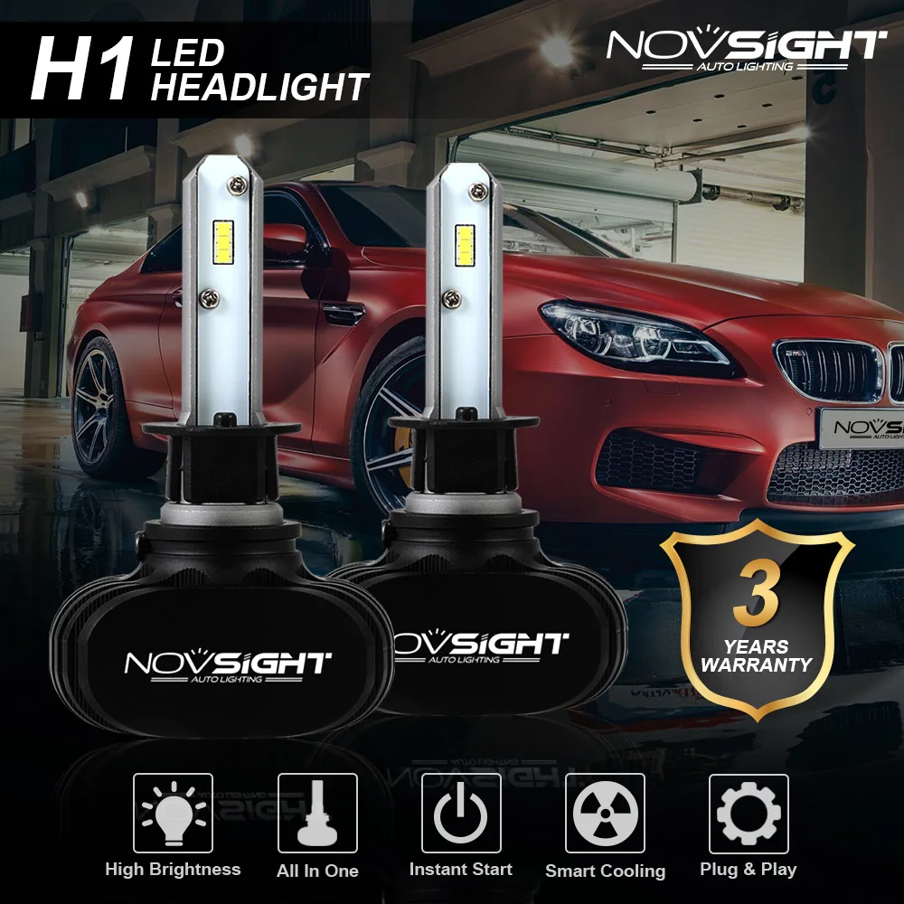 NOVSIGHT Высокая мощность 50 Вт 12 В H1 H4 H7 H11 Светодиодный ные лампы фар 9005 9006 8000Lm 6500K