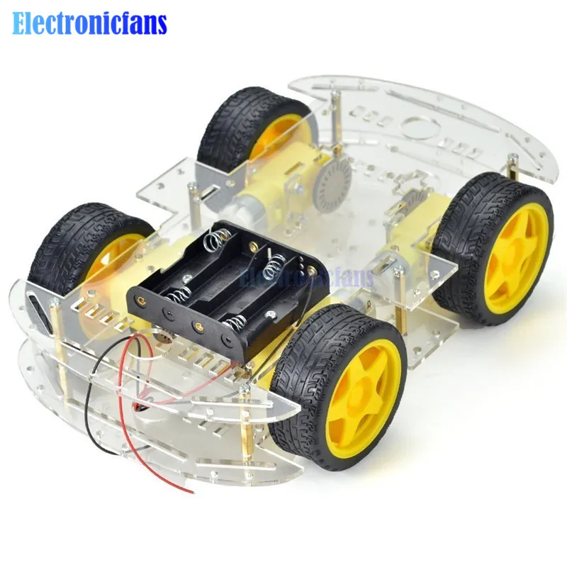 Diy Электронный умный автомобильный комплект 4WD умный робот-шасси автомобиля наборы автомобиля с кодером скорости и батарейным боксом для Arduino Diy Kit