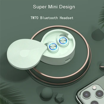 

TW70 TWS Wireless Bluetooth Headphones IPX5 Headset HIFI 5.0 Stereo Bluetooth Earphones With Dual mic For I phone,Ipad,Gift