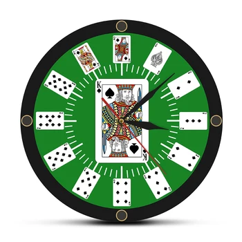 

Texas Poker Casino Game Wall Clock Poker Bridge Room Decor Clocks Playing Cards Gambling Design Time Clock