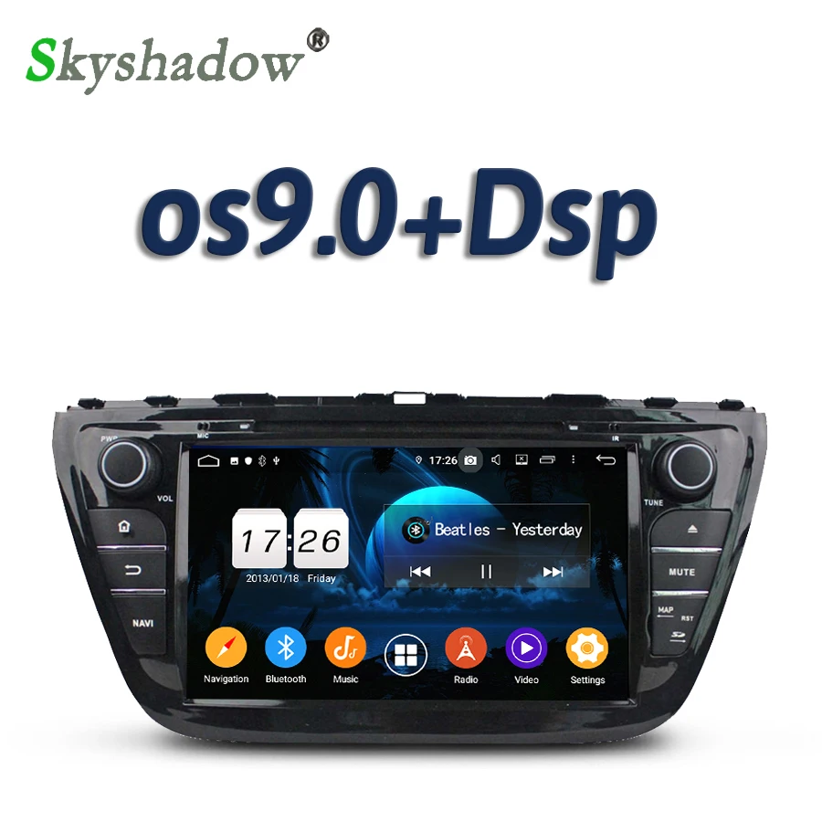 Cheap DSP IPS Android 9.0 2GB + 16GB 4 core Car DVD Player GPS Map RDS Radio wifi Bluetooth 4.2 for Suzuki SX4 S Cross 2014 2015 2016 0