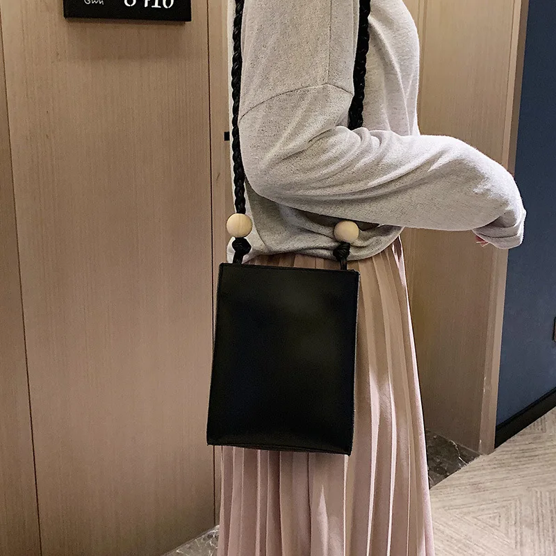 

2019 New Style Korean-style Versatile PU Leather Strap Joint Canvas Bag Large Capacity Different Size Bags One-Shoulder Diagonal