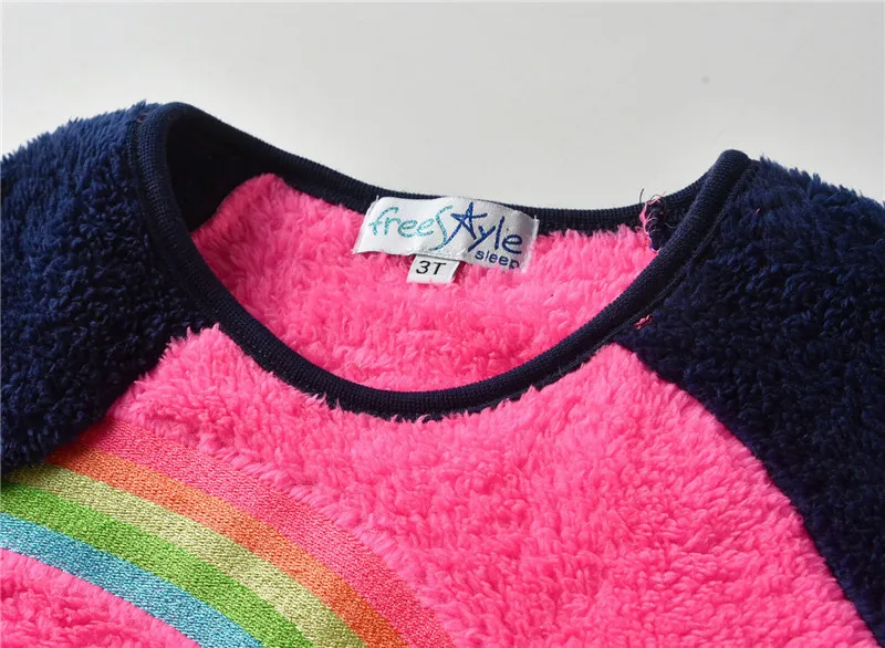 Футболка для мальчиков и девочек 2, 3, 4, 5, 6, 7 лет осенне-зимняя одежда Детские Теплые Топы с радугой, флисовый свитер с рисунком детская верхняя одежда
