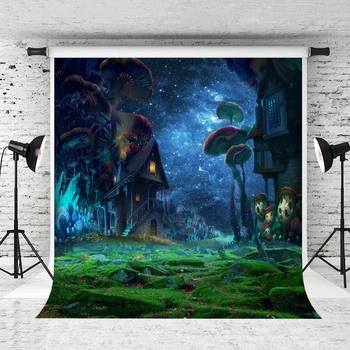 

VinylBDS Dream Forest Backdrops For Photography Studio Newborn Mushroom Photography Backdrops Newborn Backdrop For Photo Shoot