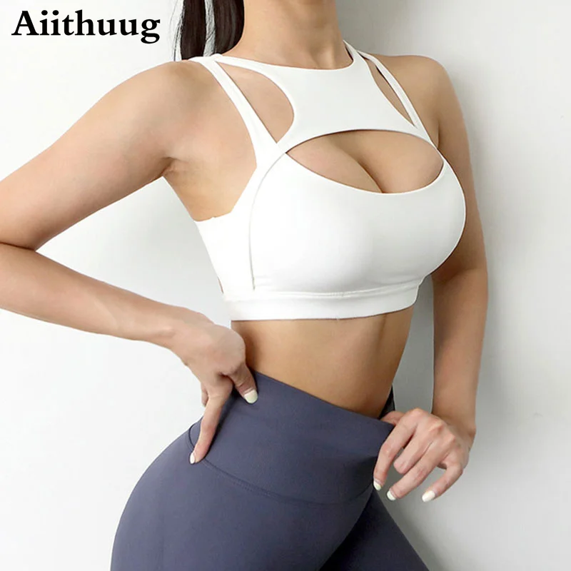 Aiithuug Front Zipper Closure Sports Bras for Running Yoga Workout Sports  Bra for Women Longline Padded Fitness Crop Tops Gym - AliExpress