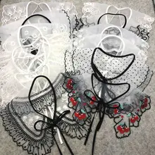 

Fashion organza embroidery collar patches for clothes DIY Retro fake collar appliques black lace Patches appliques for suits