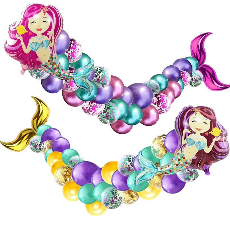 Theme Mermaid Party Metallic Foil Mermaid Tail Confetti Ball Paper Garland For Wedding Kids Birthday Party Decoration Supplies