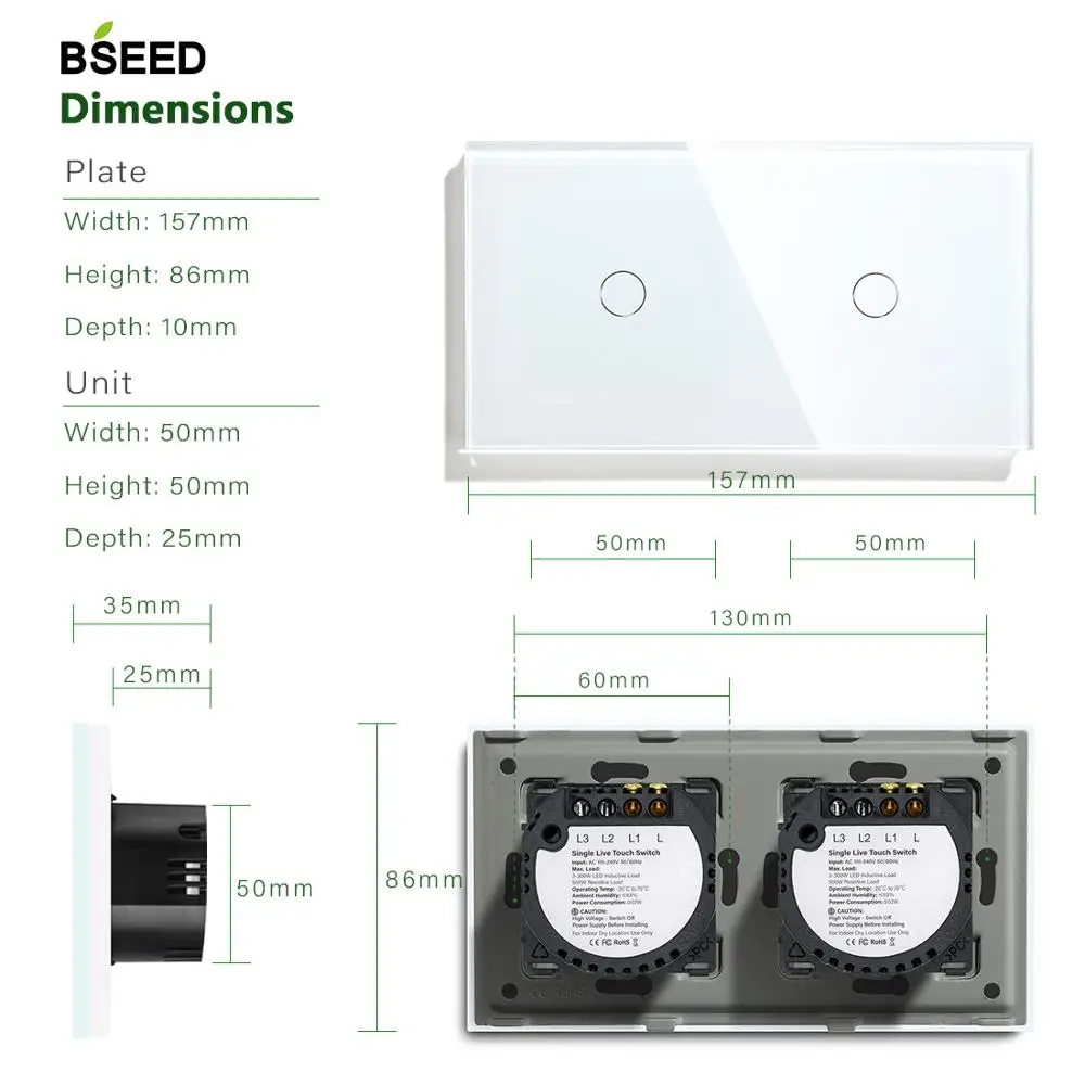 parede 300w gang interruptor luz branco 02