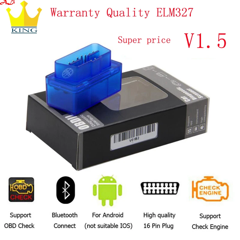 mini elm327 box 1.5 Горячая Распродажа Супер Мини elm327 V1.5 OBD2 адаптер Bluetooth ELM327 автоматический сканер OBD диагностический интерфейс ELM 327 для Android Windows - Цвет: mini elm327 box 1.5