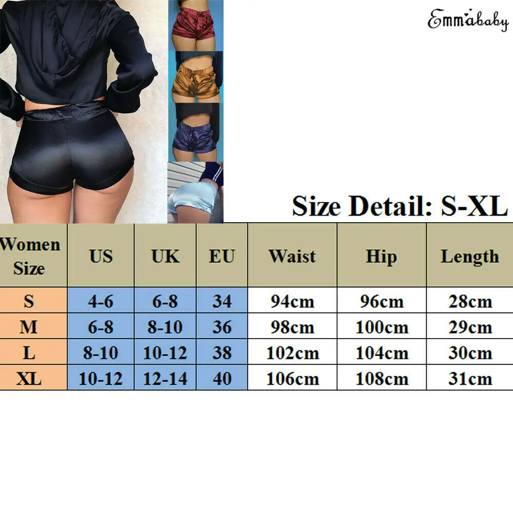 Pink Silk Satin High Waist Shorts Women Sexy Bodycon Flannel Short Pants Pantalones Mujer Fitness Sleep Wear