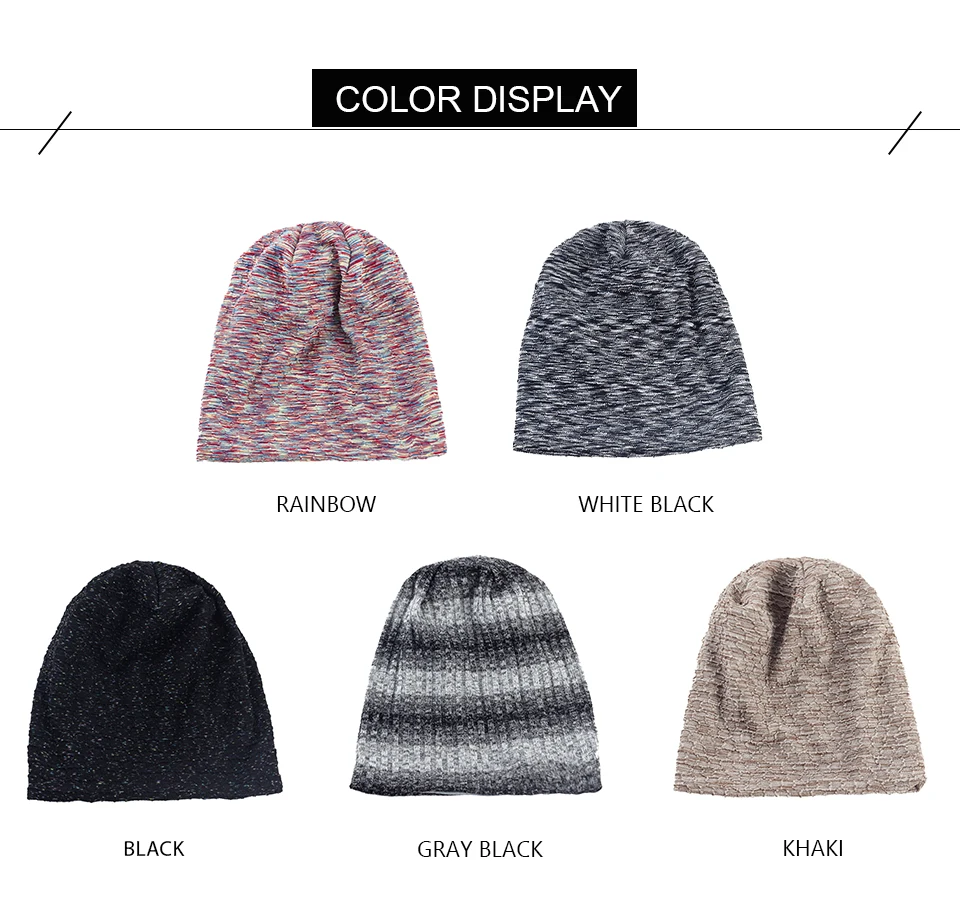 Fashion Knitted Ribbed Beanie Hat For Women Antumn Winter Warm Hats Ladies Solid Color Skullcap Baggy Slouchy Beanies Bonnets