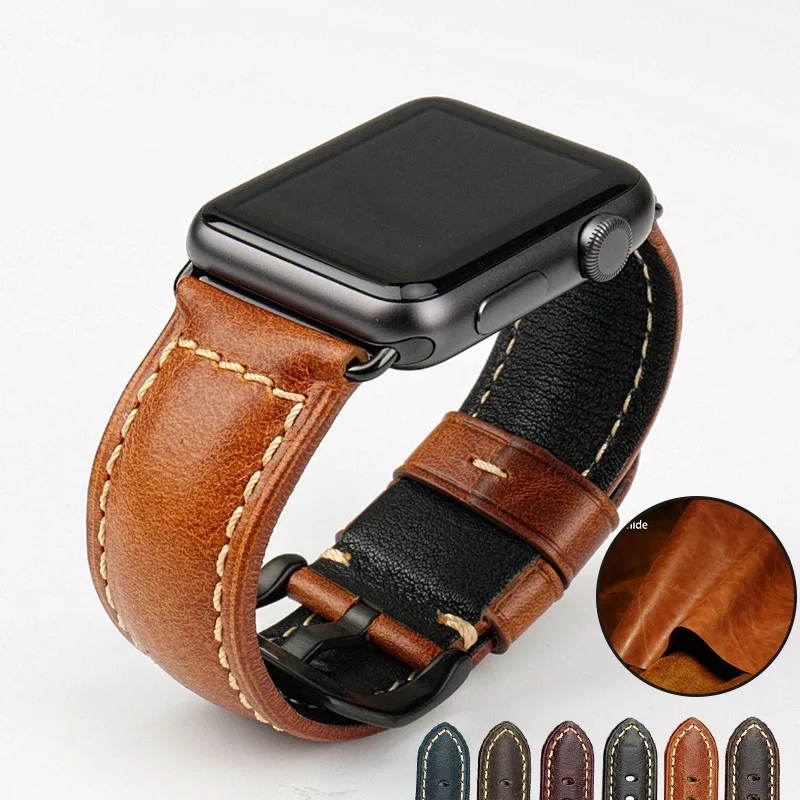 Натуральная кожа петля ремешок для наручных часов apple watch версии 44 мм 40 42 38 iwatch