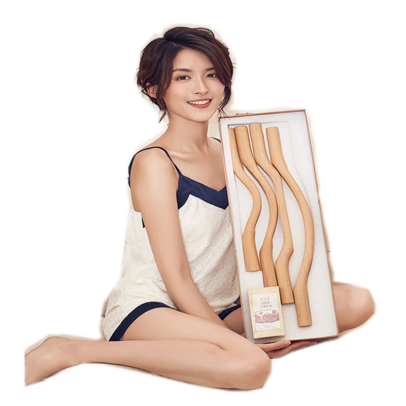 

1 Set 4 Pcs Guasha Scraping Stick for Back Shoulder Neck Waist Leg Massage Tools Made From Natural Wood Fast Large Area Gua Sha
