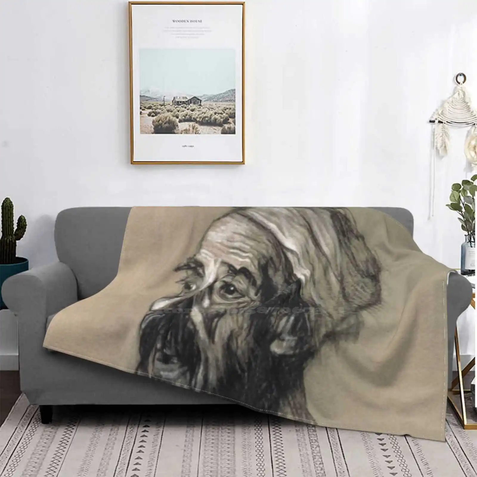 

Vintage Old Man Shirt , Classic T Shirt , Vintage Art Shirt Shaggy Throw Soft Warm Blanket Sofa / Bed / Travel Love Gifts Vintag