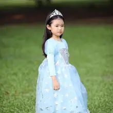 Голубое платье принцессы для девочек, нарядное платье для девочек, костюм для детей, одежда для девочек размер от 3 до 10 лет, г., конец августа
