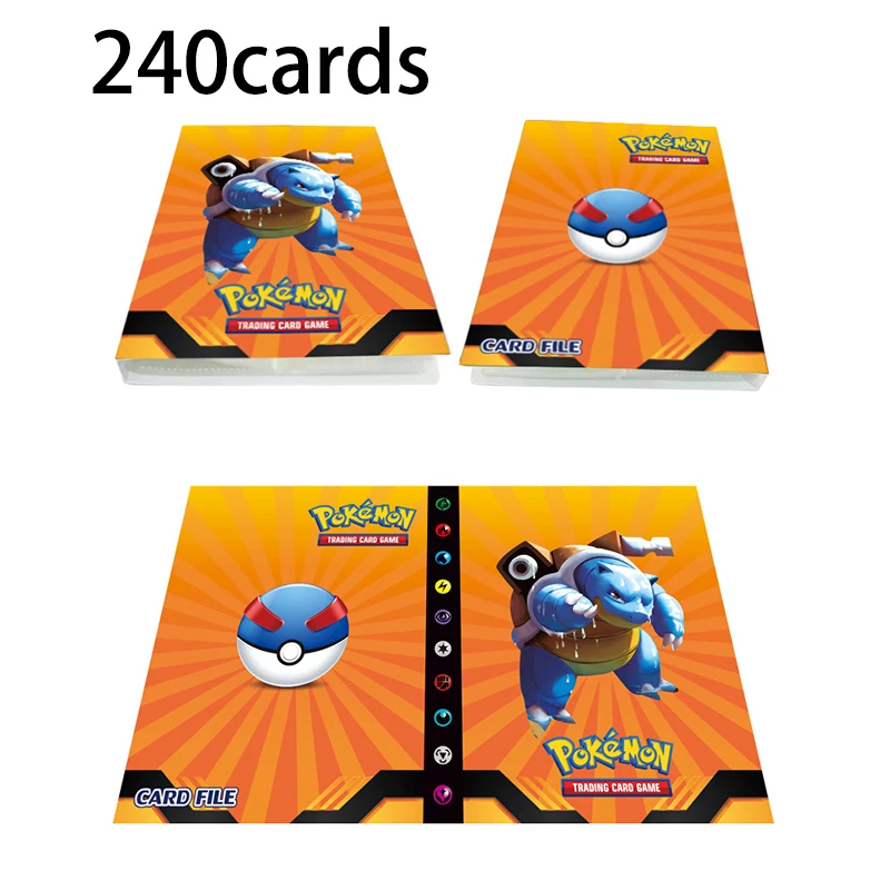 

Blastoise Pokemon Cards Album Book 240pcs Cartoon Anime Card DIY Collectors Loaded List Holder Capacity Binder Folder Toys