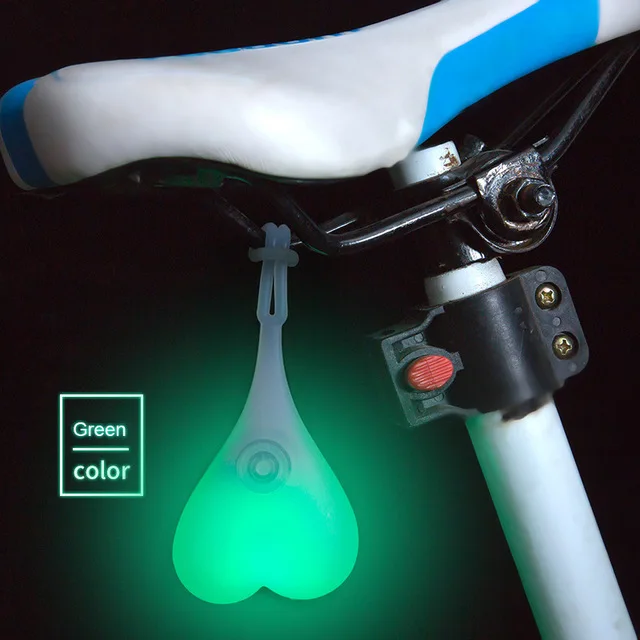 Ходовые огни водонепроницаемый силиконовый задний фонарь для велосипеда огни в форме сердца Предупреждение Велосипедное для яиц светодиодная кнопка переключения питания 3 мигающих режима велосипедные аксесуары - Цвет: Green