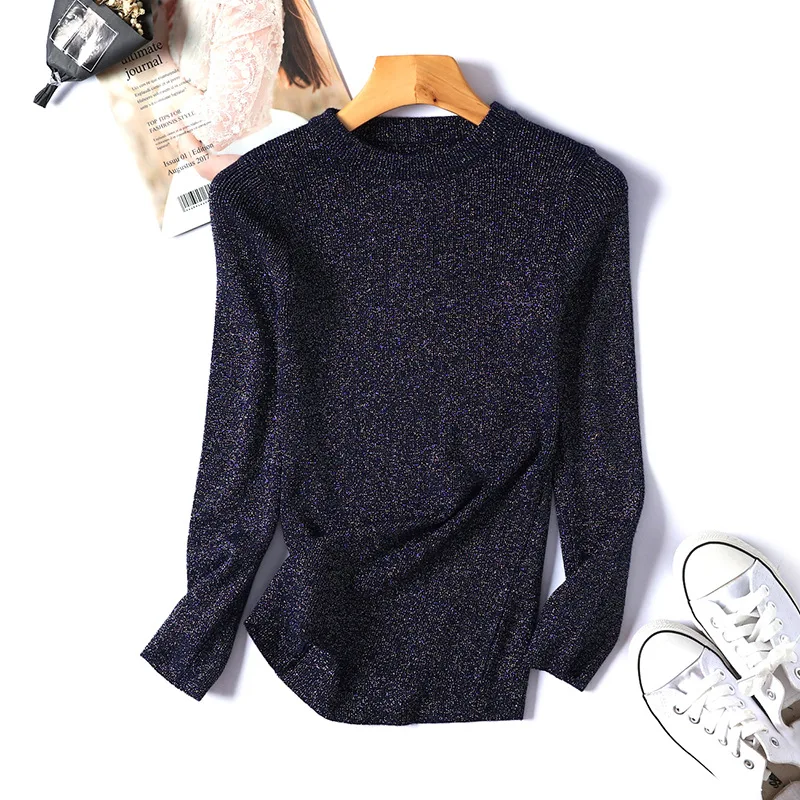 Вязаный женский Повседневный свитер с круглым вырезом, Пуловеры на весну и осень, базовые женские свитера, пуловер, Облегающий мягкий женский джемпер