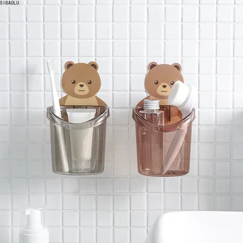 

Cute Bear Toothbrush Holder Storage Rack Bathroom Accessories Set Toothpaste Holder Tooth Brush Stand Shelf Bath Accessories