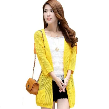 

2020 Summer women sweaters Korean style new arrive large size candy colored knit cardigan sun air-conditioned thin cloth 7522