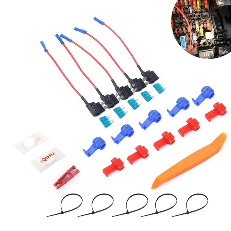 12V 15A Car Add A Circuit Fuse Adapter Blade Fuse Holder GPS Navigator