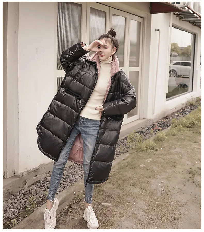 Gowyimmes Новые Модные осенние женские легкие тонкие пуховики куртки больших размеров тонкие женские средней длины 90% белые пуховики Зимняя куртка пальто с воротником-стойкой одежда PD560