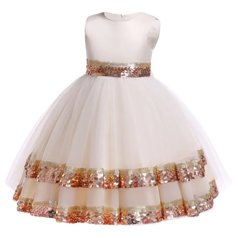 Элегантное нарядное платье с блестками для девочек на свадьбу; коллекция года; Детские платья для девочек; платье принцессы; праздничное платье без рукавов; кружевное фатиновое платье для девочек