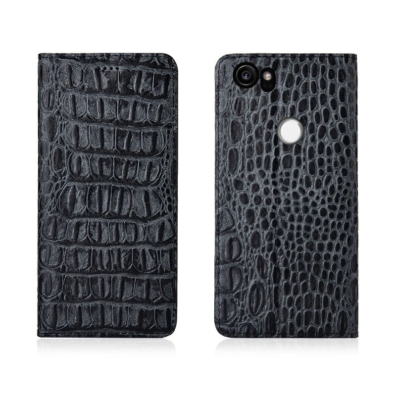 

Crocodile Back Pattern Genuine Real Leather Magnetic Flip Phone Bag For Google Pixel 2 XL/Google Pixel 2 Phone Case Coque Capa