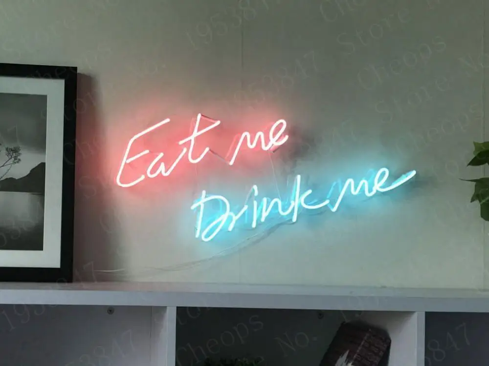 

Eat Me Drink Me Gift Neon Signs Real Glass Tube Beer Bar Pub Handmade Homeroom Girlsroom Party Decor Light Sign 14 inch