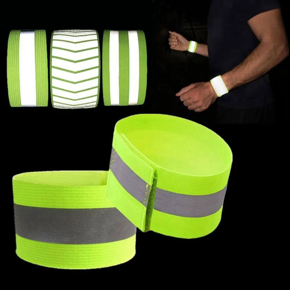 1 PC Cycling Reflective Strips Outdoor Running Warning Wristband Safety Armband Bicycle Bind Pants Hand Leg Strap Sports Tape | Спорт и