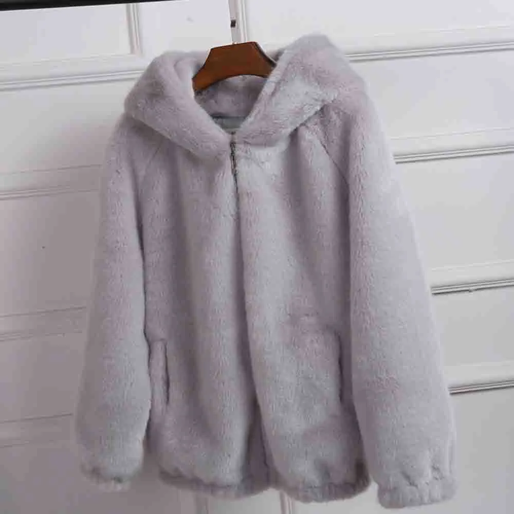 buy  Female coat women's windbreaker тренч ropa Winter Warm Thick Solid Caps Hooded Wool Jacket Cardigan