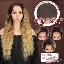 Волшебные волосы 13X4 пробор синтетический Синтетические волосы на кружеве парик для черных Для женщин 2" дюймов эффектом деграде(переход от темного к блондин, модный парик Американский Лидер продаж волосы