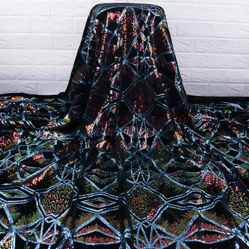 Новейшая африканская кружевная ткань высокое качество кружевная ткань с блестками нигерийская французская бархатная кружевная ткань для платья Y1768